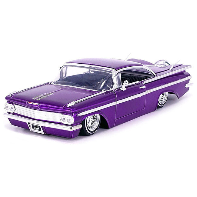 1959 Chevrolet Impala Lowrider Candy Purple with Wire Wheels "Street Low" Series 1/24 Diecast Model Car by Jada-Jada-ModelCars.com
