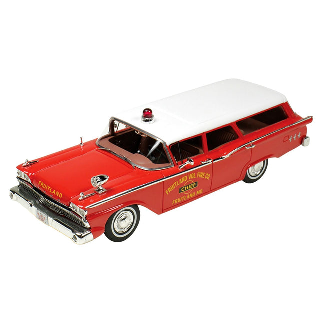 1959 Ford Country Squire "Fruitland MD Fire Chief" Red with White Top Limited Edition to 200 pieces Worldwide 1/43 Model Car by Goldvarg Collection-Goldvarg Collection-ModelCars.com