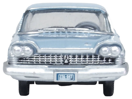 1959 Plymouth Savoy Sedan Powder Blue 1/87 (HO) Scale Diecast Model Car by Oxford Diecast-Oxford Diecast-ModelCars.com
