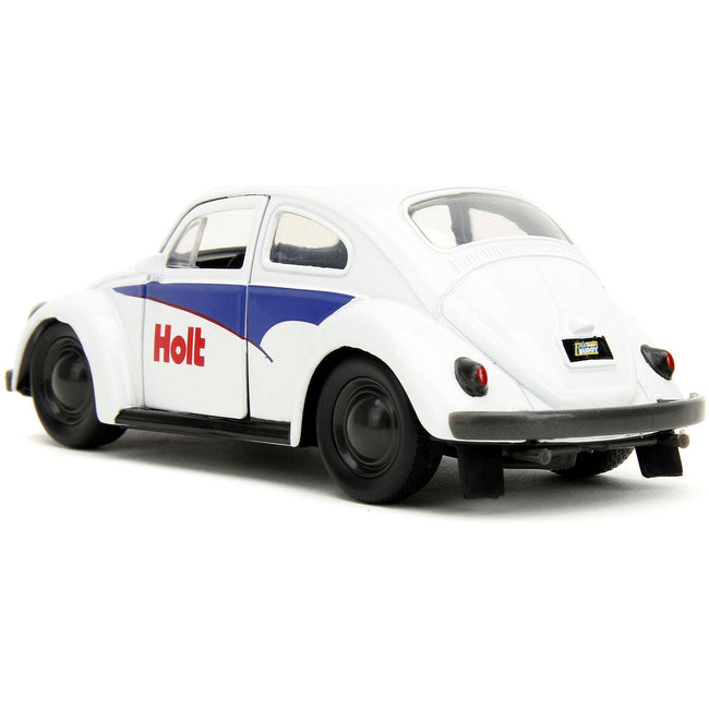 1959 Volkswagen Beetle "Holt" White with Blue Graphics and Boxing Gloves Accessory "Punch Buggy" Series 1/32 Diecast Model Car by Jada - Jada - ModelCars.com