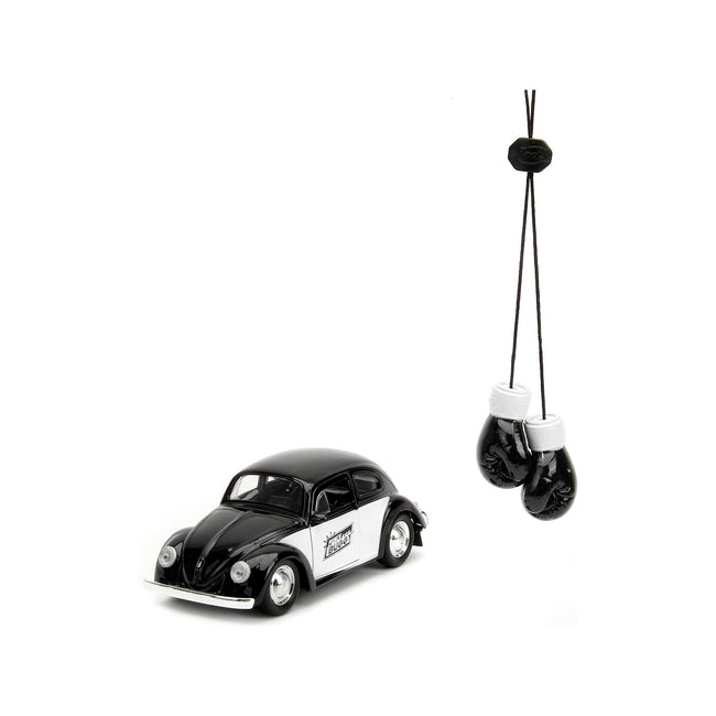 1959 Volkswagen Beetle "Punch Buggy" Black and White and Boxing Gloves Accessory "Punch Buggy" Series 1/32 Diecast Model Car by Jada - Jada - ModelCars.com