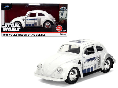 1959 Volkswagen Beetle "R2-D2" Livery White with Graphics "Star Wars" Franchise "Hollywood Rides" Series 1/32 Diecast Model Car by Jada-Jada-ModelCars.com