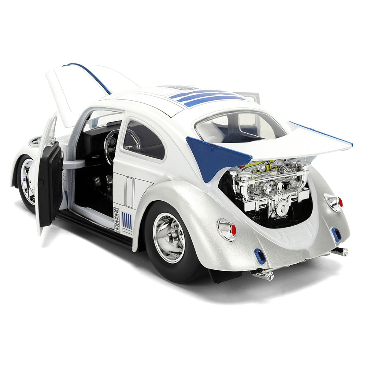 1959 Volkswagen Drag Beetle White with Graphics and R2-D2 Figure "Star Wars" Franchise "Hollywood Rides" Series 1/24 Diecast Model Car by Jada-Jada-ModelCars.com
