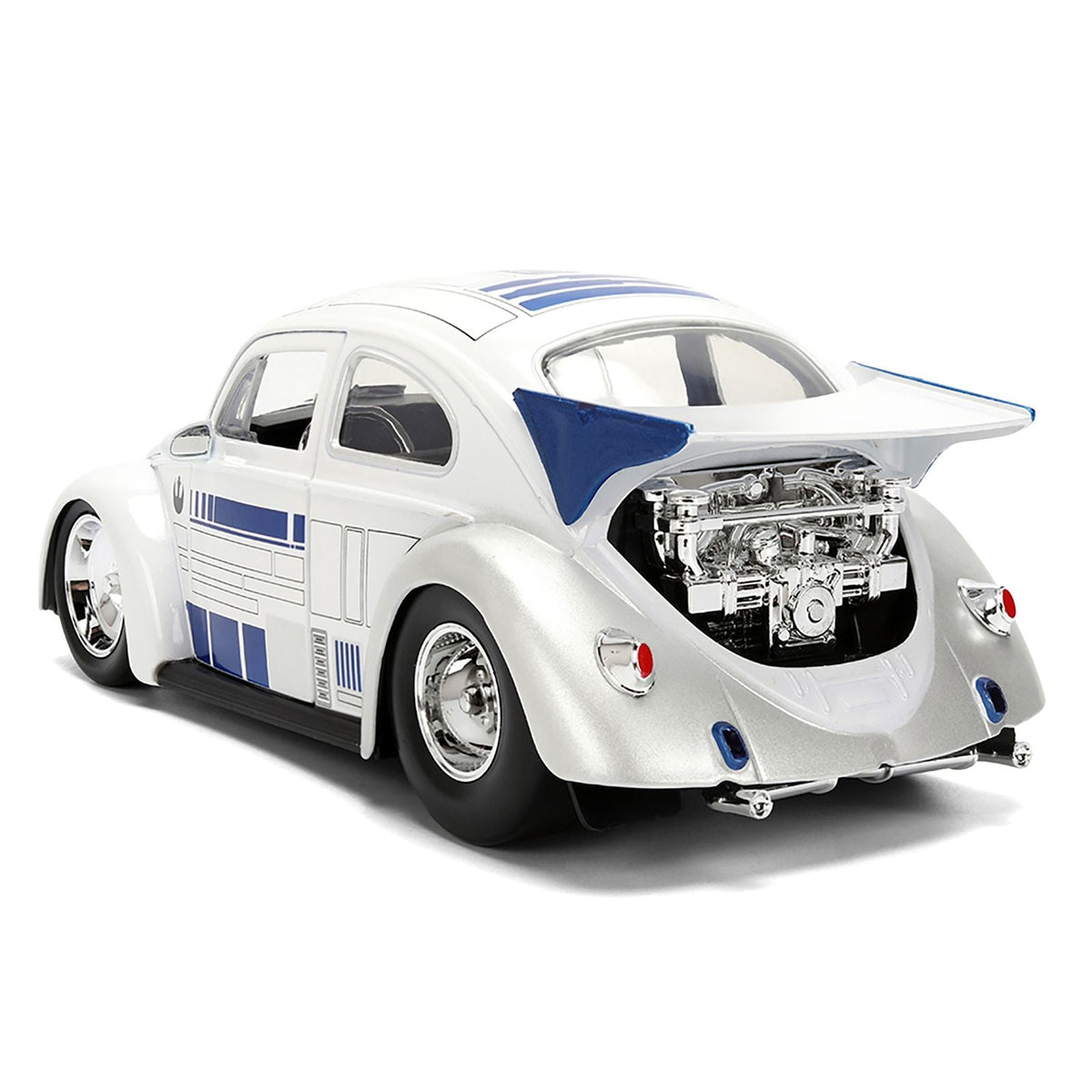 1959 Volkswagen Drag Beetle White with Graphics and R2-D2 Figure "Star Wars" Franchise "Hollywood Rides" Series 1/24 Diecast Model Car by Jada-Jada-ModelCars.com