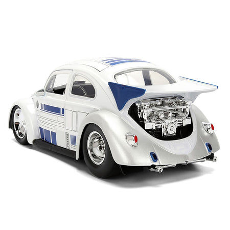 1959 Volkswagen Drag Beetle White with Graphics and R2-D2 Figure "Star Wars" Franchise "Hollywood Rides" Series 1/24 Diecast Model Car by Jada-Jada-ModelCars.com