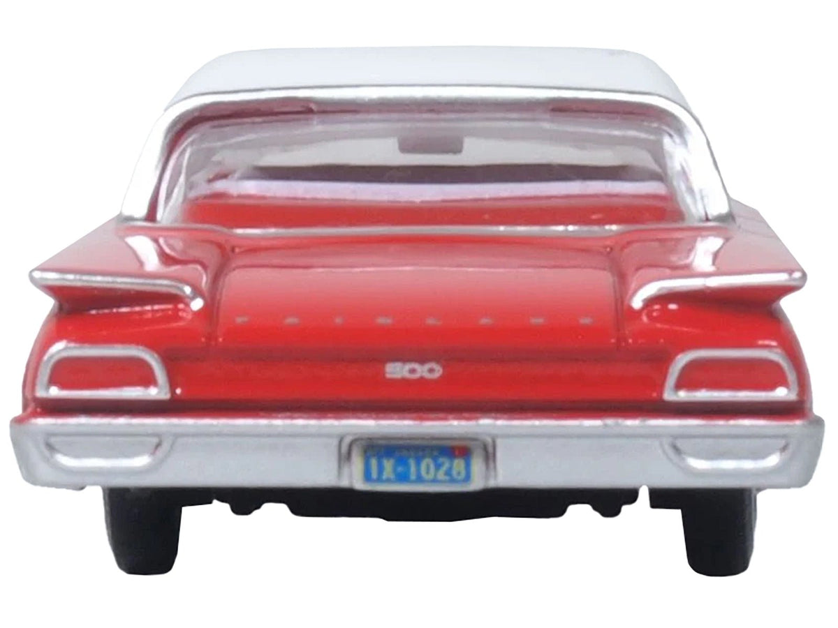 1960 Ford Fairlane Sedan 500 Monte Carlo Red with Corinthian White Top and Interior 1/87 (HO) Scale Diecast Model Car by Oxford Diecast-Oxford Diecast-ModelCars.com