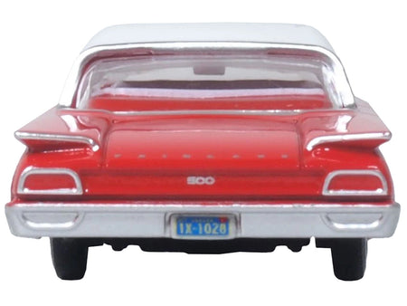 1960 Ford Fairlane Sedan 500 Monte Carlo Red with Corinthian White Top and Interior 1/87 (HO) Scale Diecast Model Car by Oxford Diecast-Oxford Diecast-ModelCars.com