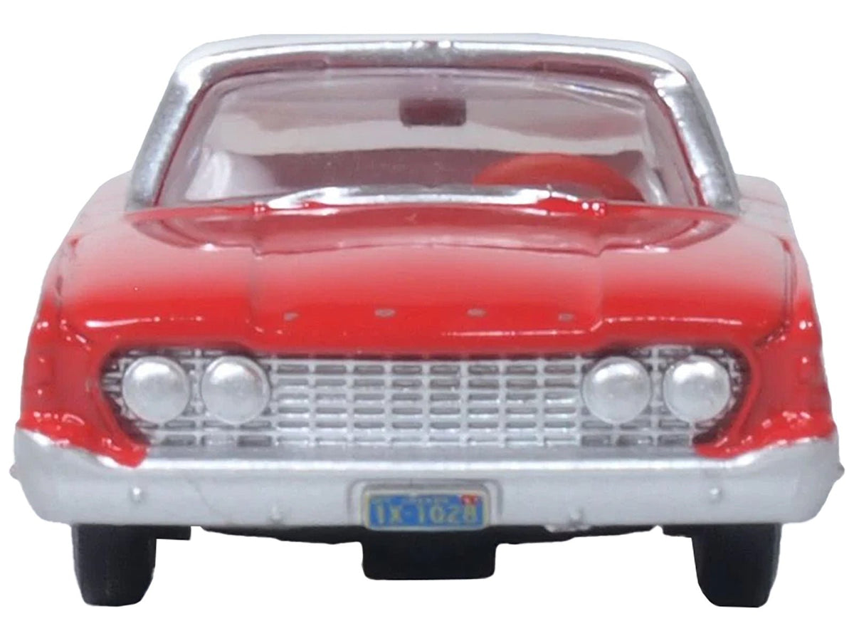 1960 Ford Fairlane Sedan 500 Monte Carlo Red with Corinthian White Top and Interior 1/87 (HO) Scale Diecast Model Car by Oxford Diecast-Oxford Diecast-ModelCars.com