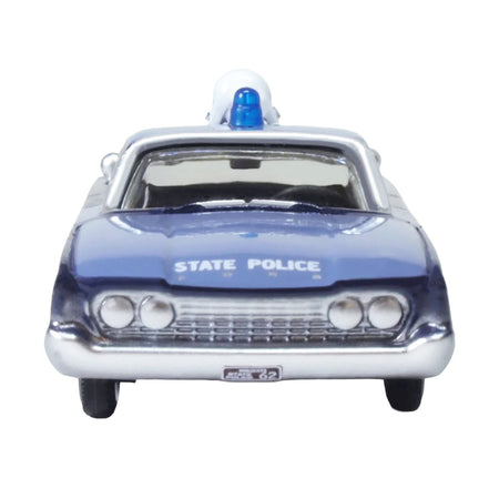 1960 Ford Fairlane Sedan "Massachusetts State Police Radar Car" Blue Two-Tone 1/87 (HO) Scale Diecast Model Car by Oxford Diecast-Oxford Diecast-ModelCars.com