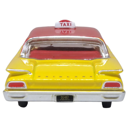 1960 Ford Fairlane Sedan "NYC Taxi" Yellow with Red Top and Interior 1/87 (HO) Scale Diecast Model Car by Oxford Diecast-Oxford Diecast-ModelCars.com