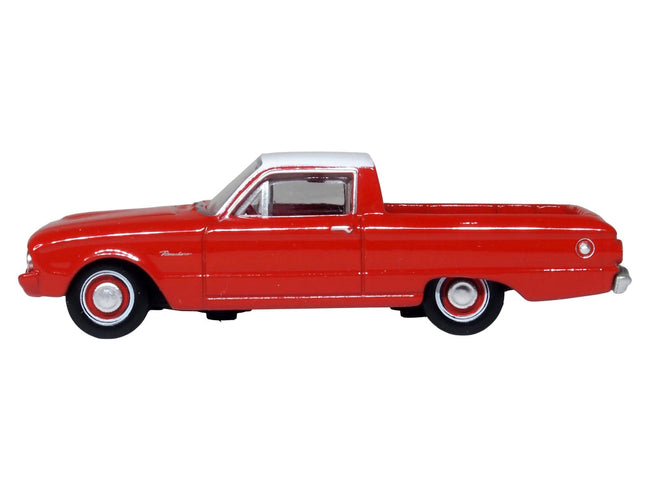 1960 Ford Falcon Ranchero Monte Carlo Red with Corinthian White Top 1/87 (HO) Scale Diecast Model Car by Oxford Diecast-Oxford Diecast-ModelCars.com