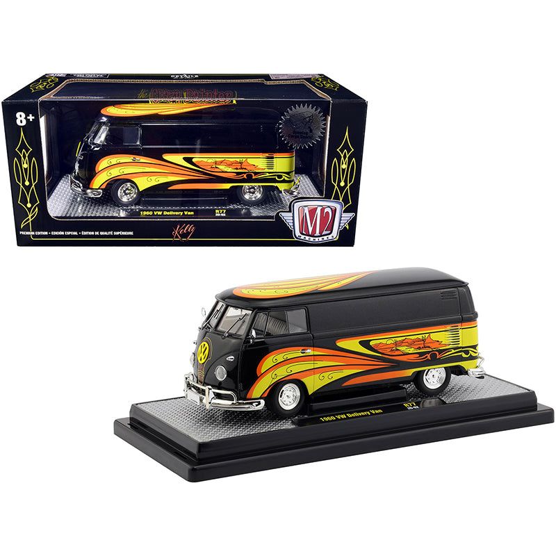 1960 Volkswagen Delivery Van Black Pearl "Kelly Crazy Painter"" Limited Edition to 6880 pieces Worldwide 1/24 Diecast Model by M2 Machines-M2-ModelCars.com