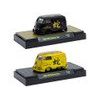 1960 Volkswagen Delivery Van Black with Graphics and 1960 Volkswagen Delivery Van Gold Metallic with Graphics "2025 Year Of The Snake" Set of 2 pieces Limited Edition to 2025 pieces Worldwide 1/64 Diecast Model Cars by M2 Machines-M2-ModelCars.com