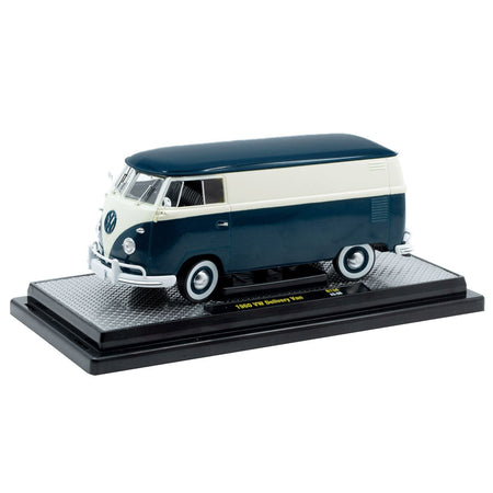 1960 Volkswagen Delivery Van Blue and White Limited Edition to 6650 pieces Worldwide 1/24 Diecast Model Car by M2 Machines-M2-ModelCars.com