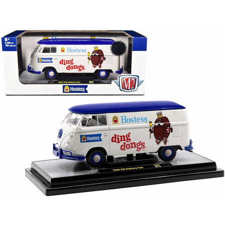 1960 Volkswagen Delivery Van "Hostess Ding Dongs" Wimbledon White with Blue Top Limited Edition to 8350 pieces Worldwide 1/24 Diecast Model Car by M2 Machines - M2 - ModelCars.com