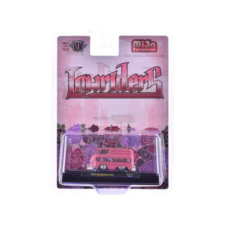 1960 Volkswagen Delivery Van "Lowriders" Pink Metallic with Flower Print Top and Side Stripes and White Interior Limited Edition to 4400 pieces Worldwide 1/64 Diecast Model Car by M2 Machines - M2 - ModelCars.com