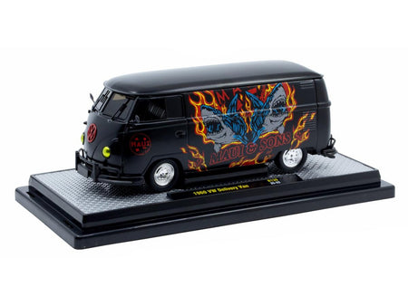 1960 Volkswagen Delivery Van "Maui & Sons" Black with Graphics Limited Edition to 4050 pieces Worldwide 1/24 Diecast Model Car by M2 Machines-M2-ModelCars.com