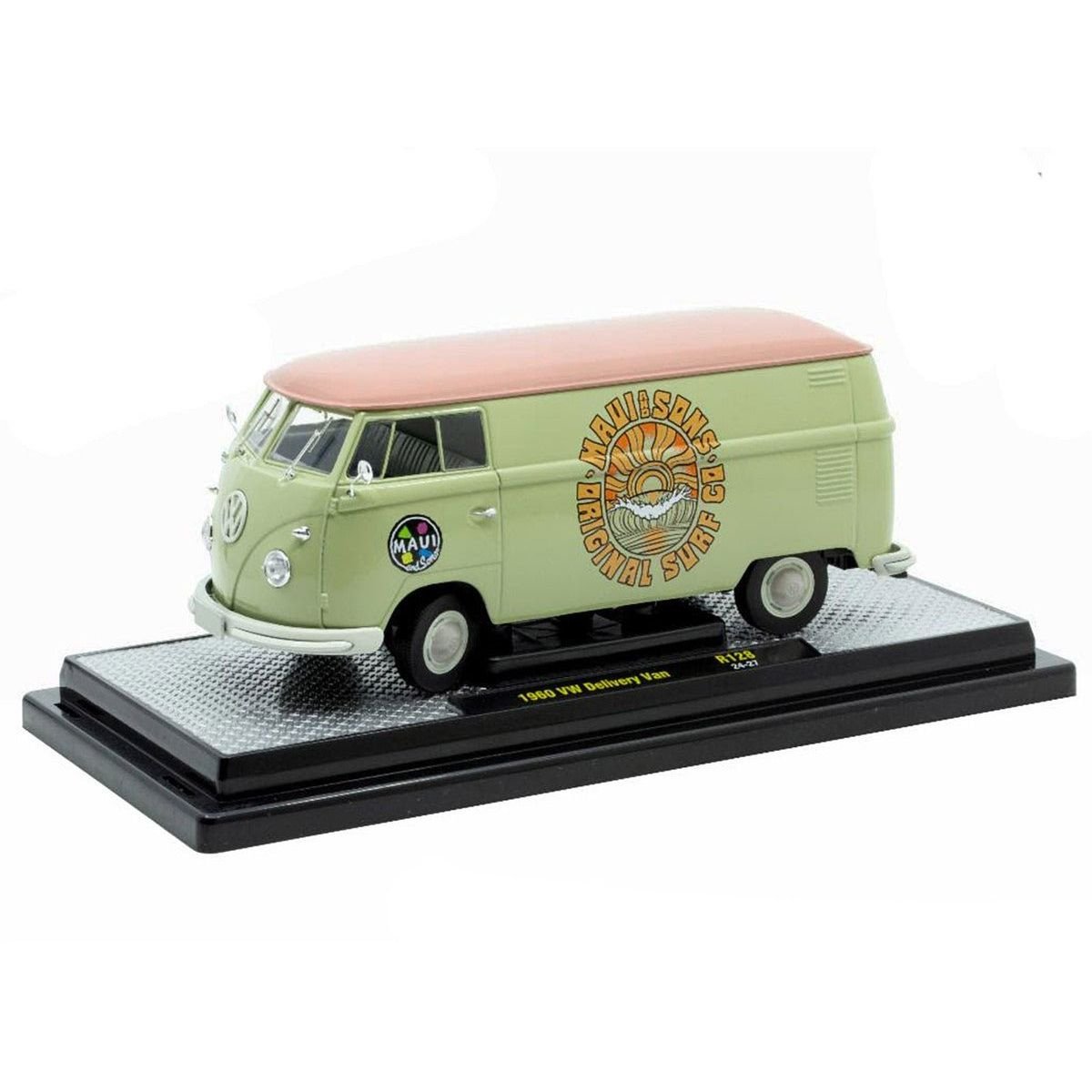 1960 Volkswagen Delivery Van "Maui & Sons" Light Olive Green with Salmon Top Limited Edition to 6650 pieces Worldwide 1/24 Diecast Model Car by M2 Machines-M2-ModelCars.com