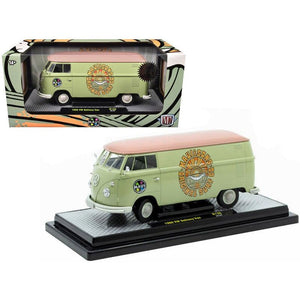 1960 Volkswagen Delivery Van "Maui & Sons" Light Olive Green with Salmon Top Limited Edition to 6650 pieces Worldwide 1/24 Diecast Model Car by M2 Machines