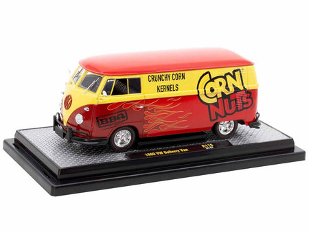 1960 Volkswagen Delivery Van Red and Yellow "Corn Nuts BBQ" Limited Edition to 6250 pieces Worldwide 1/24 Diecast Model Car by M2 Machines-M2-ModelCars.com