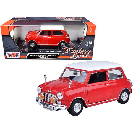 1961 - 1967 Morris Mini Cooper Red with White Top "Timeless Legends" 1/18 Diecast Model Car by Motormax - Motormax - ModelCars.com
