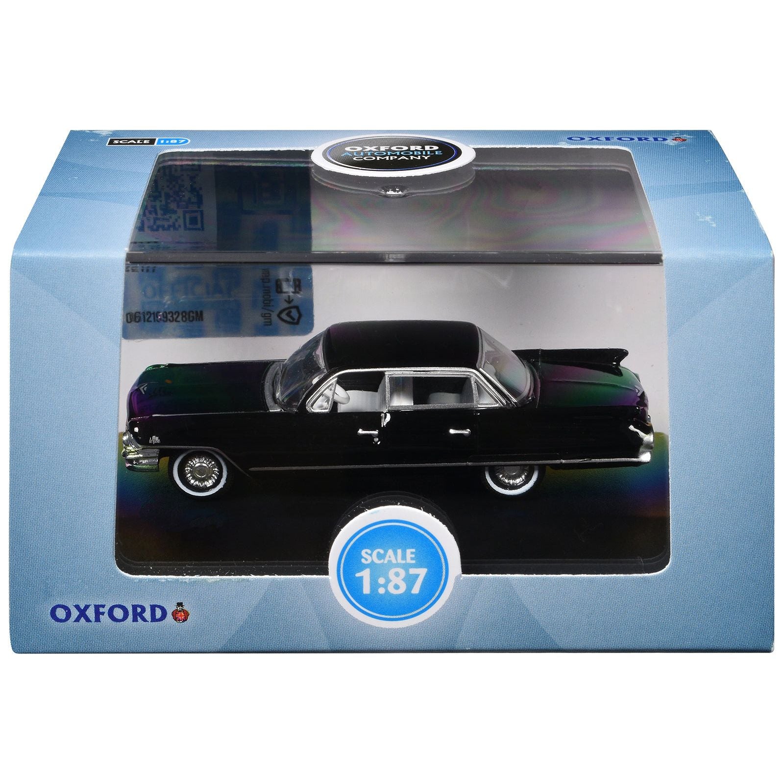 1961 Cadillac Sedan DeVille Ebony Black with White Interior 1/87 (HO) Scale Diecast Model Car by Oxford Diecast - Oxford Diecast - ModelCars.com