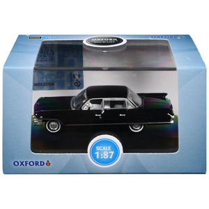 1961 Cadillac Sedan DeVille Ebony Black with White Interior 1/87 (HO) Scale Diecast Model Car by Oxford Diecast