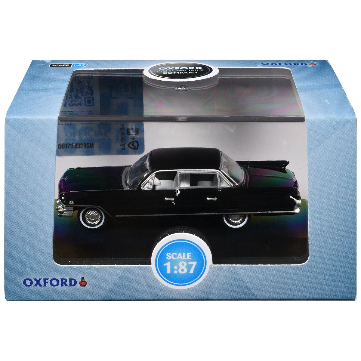 1961 Cadillac Sedan DeVille Ebony Black with White Interior 1/87 (HO) Scale Diecast Model Car by Oxford Diecast-Oxford Diecast-ModelCars.com