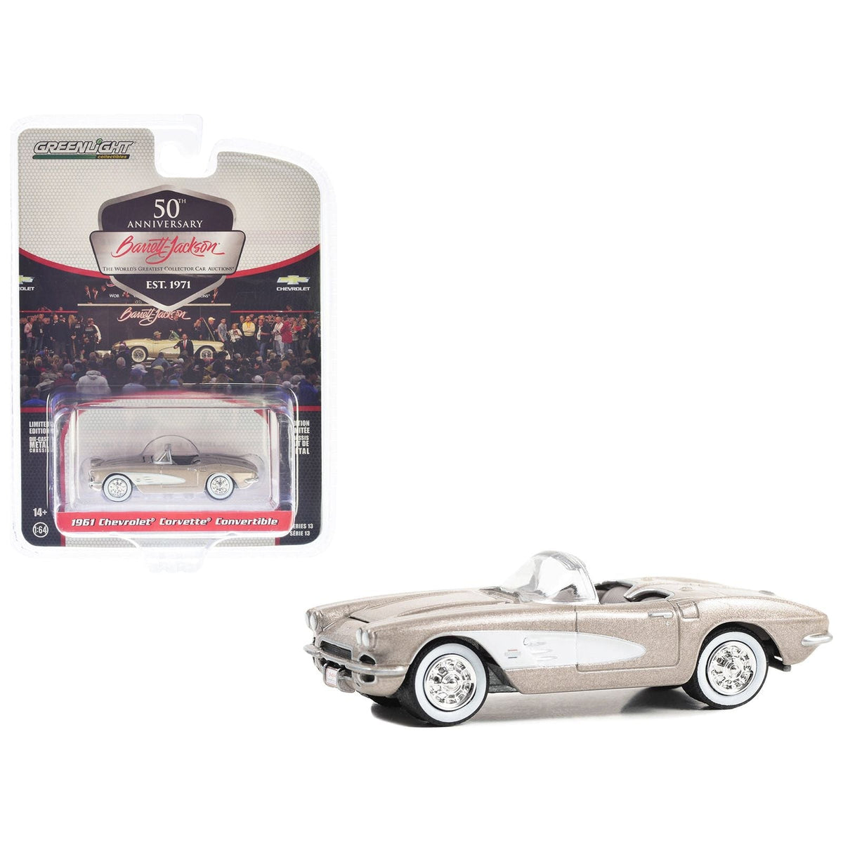 1961 Chevrolet Corvette Convertible Fawn Beige Metallic (Lot 1041) Barrett Jackson "Scottsdale Edition" Series 13 1/64 Diecast Model Car by Greenlight-Greenlight-ModelCars.com