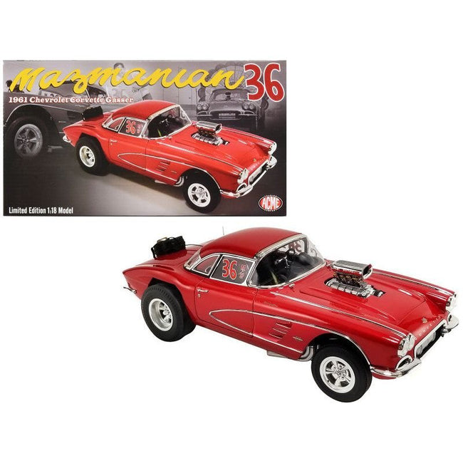 1961 Chevrolet Corvette Gasser 36 Red "Original Mazmanian" Limited Edition to 354 pieces Worldwide 1/18 Diecast Model Car by ACME-Acme-ModelCars.com