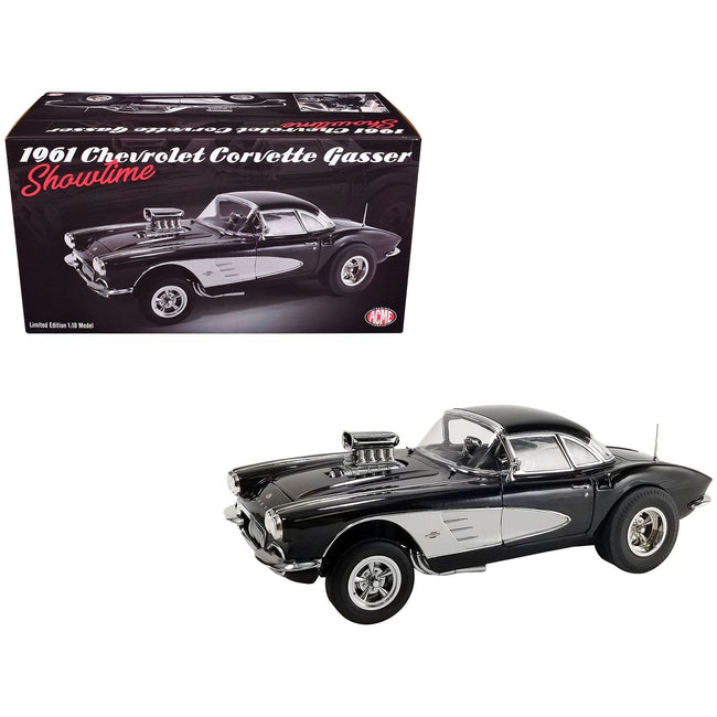 1961 Chevrolet Corvette Gasser "Showtime" Black Limited Edition to 318 pieces Worldwide 1/18 Die Cast Model Car by ACME-Acme-ModelCars.com