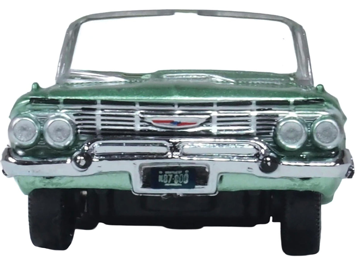 1961 Chevrolet Impala Convertible Arbor Green Metallic with Green Interior 1/87 (HO) Scale Diecast Model Car by Oxford Diecast-Oxford Diecast-ModelCars.com