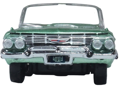 1961 Chevrolet Impala Convertible Arbor Green Metallic with Green Interior 1/87 (HO) Scale Diecast Model Car by Oxford Diecast-Oxford Diecast-ModelCars.com