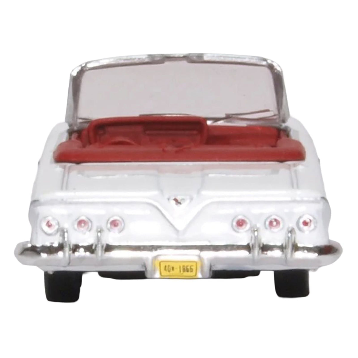 1961 Chevrolet Impala Convertible Ermine White with Roman Red Interior 1/87 (HO) Scale Diecast Model Car by Oxford Diecast-Oxford Diecast-ModelCars.com