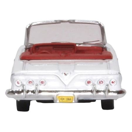 1961 Chevrolet Impala Convertible Ermine White with Roman Red Interior 1/87 (HO) Scale Diecast Model Car by Oxford Diecast-Oxford Diecast-ModelCars.com