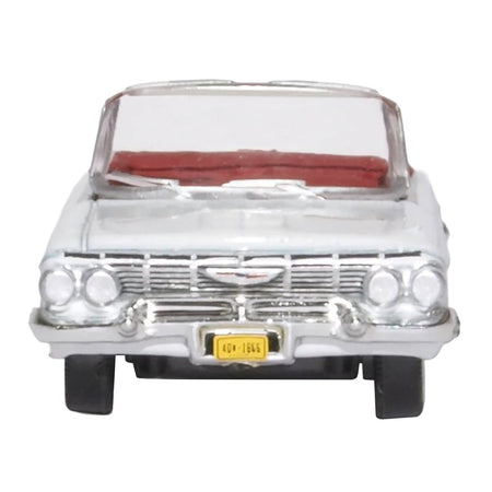 1961 Chevrolet Impala Convertible Ermine White with Roman Red Interior 1/87 (HO) Scale Diecast Model Car by Oxford Diecast-Oxford Diecast-ModelCars.com