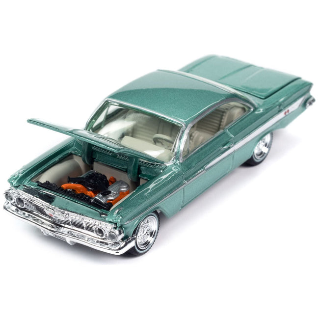 1961 Chevrolet Impala SS 409 Arbor Green Metallic with Light Green Interior "Classic Gold Collection" 2023 Release 2 Limited Edition to 3172 pieces Worldwide 1/64 Diecast Model Car by Johnny Lightning-Johnny Lightning-ModelCars.com
