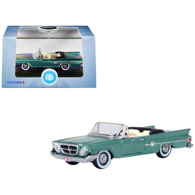 1961 Chrysler 300 Convertible Pinewood Green Metallic 1/87 (HO) Scale Diecast Model Car by Oxford Diecast-Oxford Diecast-ModelCars.com