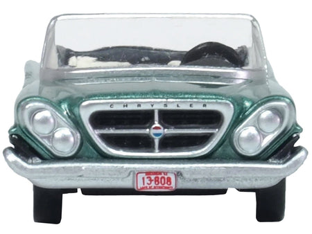1961 Chrysler 300 Convertible Pinewood Green Metallic 1/87 (HO) Scale Diecast Model Car by Oxford Diecast-Oxford Diecast-ModelCars.com
