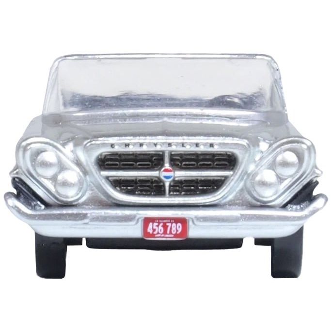 1961 Chrysler 300G Convertible Sheffield Silver Metallic 1/87 (HO) Scale Diecast Model Car by Oxford Diecast-Oxford Diecast-ModelCars.com