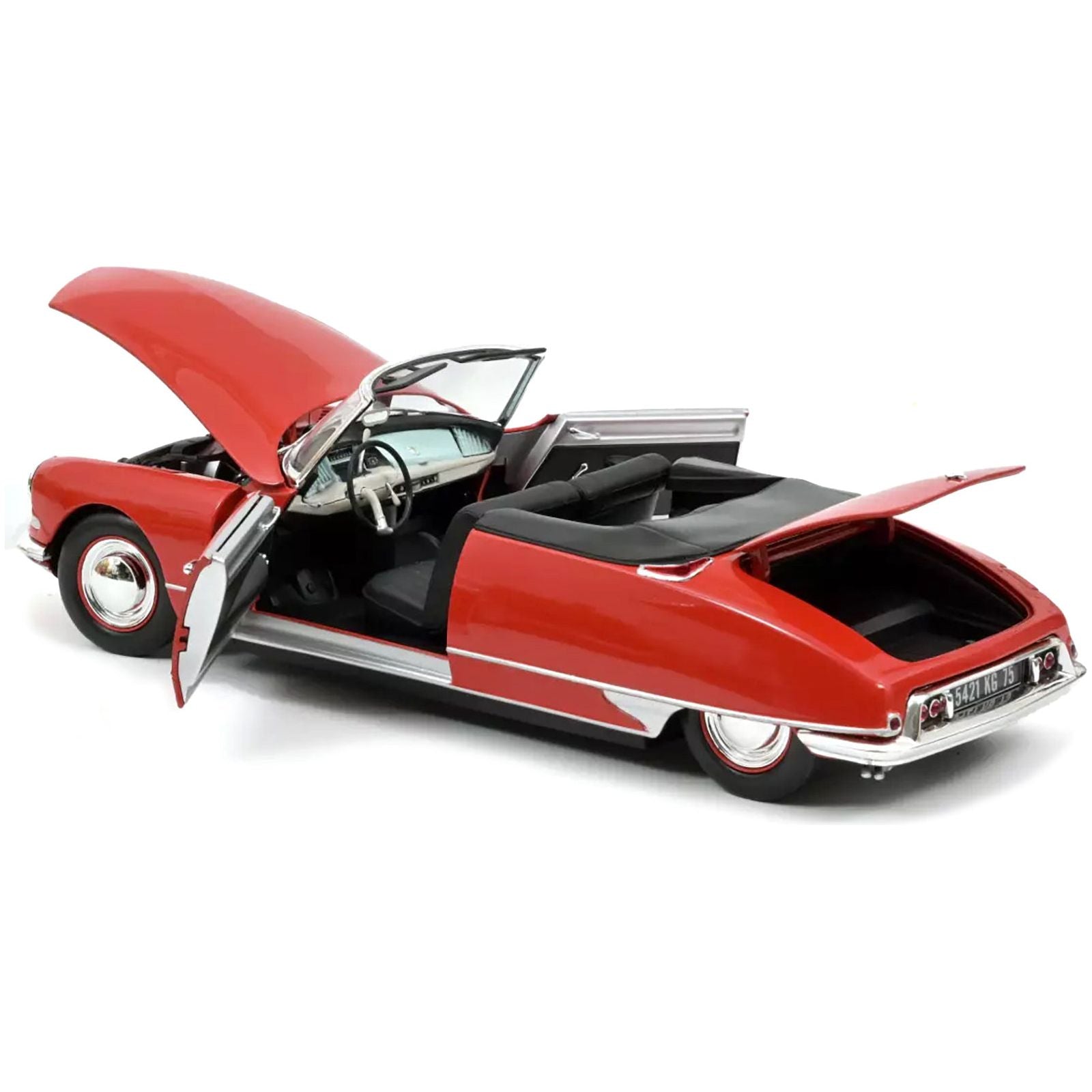 1961 Citroen DS 19 Cabriolet Corail Red 1/18 Diecast Model Car by Norev - Norev - ModelCars.com