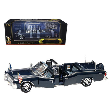 1961 Lincoln X - 100 Kennedy Limousine Blue with Flags "Presidential Series" 1/24 Diecast Model Car by Road Signature - Road Signature - ModelCars.com