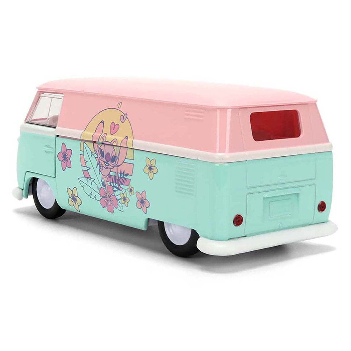 1961 Volkswagen Bus Pink and Blue with Graphics "Disney's Stitch" "Hollywood Rides" Series 1/32 Diecast Model Car by Jada-Jada-ModelCars.com