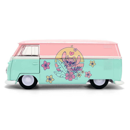 1961 Volkswagen Bus Pink and Blue with Graphics "Disney's Stitch" "Hollywood Rides" Series 1/32 Diecast Model Car by Jada-Jada-ModelCars.com