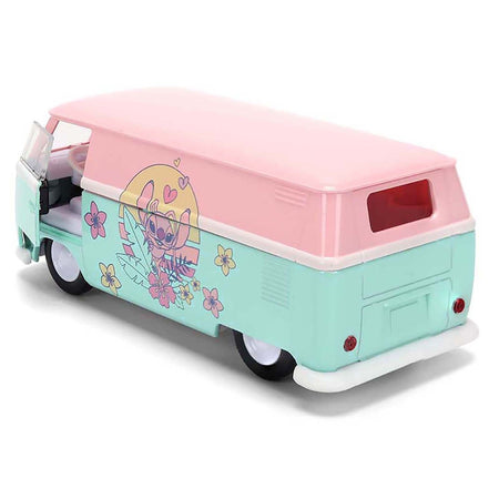 1961 Volkswagen Bus Pink and Blue with Graphics "Disney's Stitch" "Hollywood Rides" Series 1/32 Diecast Model Car by Jada-Jada-ModelCars.com