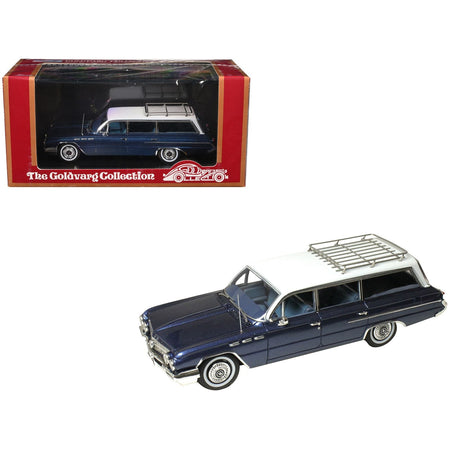 1962 Buick Invicta Station Wagon Cadet Blue Metallic with White Top and Blue Interior Limited Edition to 200 pieces Worldwide 1/43 Model Car by Goldvarg Collection-Goldvarg Collection-ModelCars.com