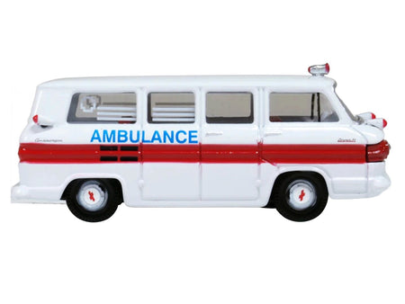 1962 Chevrolet Corvair Greenbrier AmbleWagon Ambulance White with Red Stripes 1/87 (HO) Scale Diecast Model Car by Oxford Diecast-Oxford Diecast-ModelCars.com