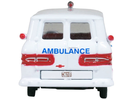 1962 Chevrolet Corvair Greenbrier AmbleWagon Ambulance White with Red Stripes 1/87 (HO) Scale Diecast Model Car by Oxford Diecast-Oxford Diecast-ModelCars.com