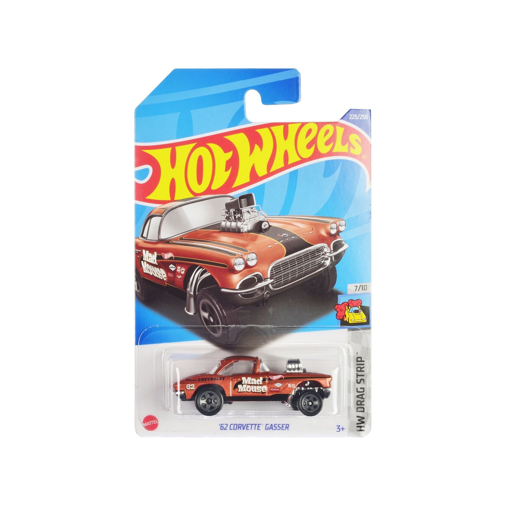 1962 Chevrolet Corvette Gasser "Mad Mouse" Copper Metallic with Black Stripes "HW Drag Strip" Series Diecast Model Car by Hot Wheels - Hotwheels - ModelCars.com