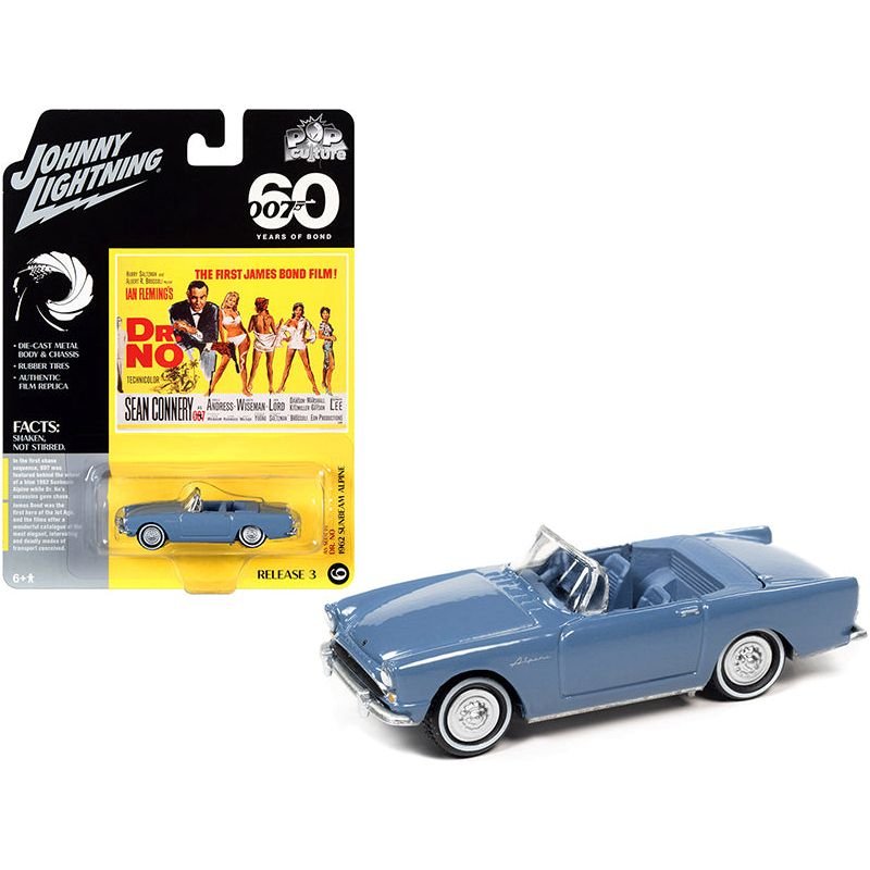 1962 Sunbeam Alpine Convertible Lake Blue James Bond 007 "Dr. No" (1962) Movie "Pop Culture" Series 3 1/64 Diecast Model Car by Johnny Lightning - Johnny Lightning - ModelCars.com